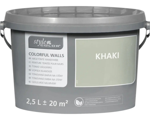 Peinture mur et plafond StyleColor COLORFUL WALLS kaki 2,5 l Pot de 2,5 litres de peinture murale Style Color Kaki