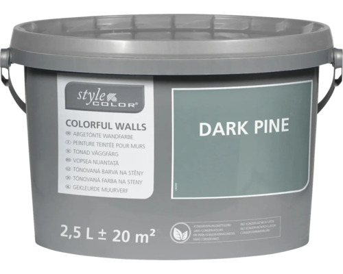 Peinture mur et plafond StyleColor COLORFUL WALLS dark pine 2,5 l Pot de peinture teintée pour murs Dark Pine, 2,5 litres