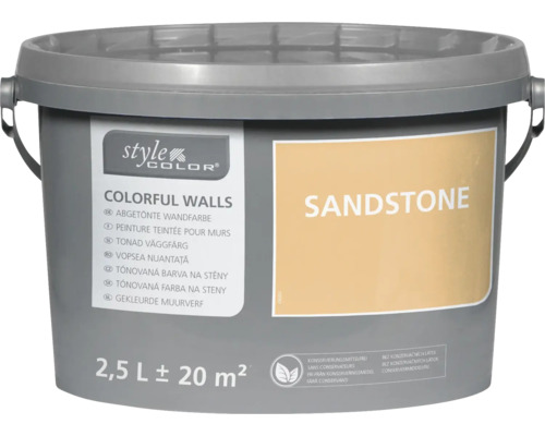 StyleColor COLORFUL WALLS Wand- und Deckenfarbe sandstone 2,5 L Eimer mit 2,5 Liter abgetönter Wandfarbe Sandstone