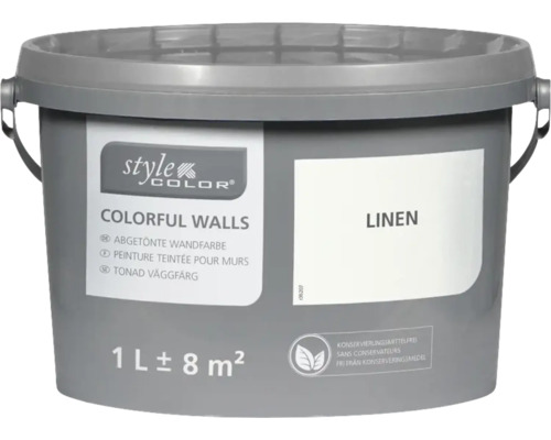 Peinture mur et plafond StyleColor COLORFUL WALLS lin 1 l Seau de peinture murale teintée Linen d''un litre pour environ huit mètres carrés