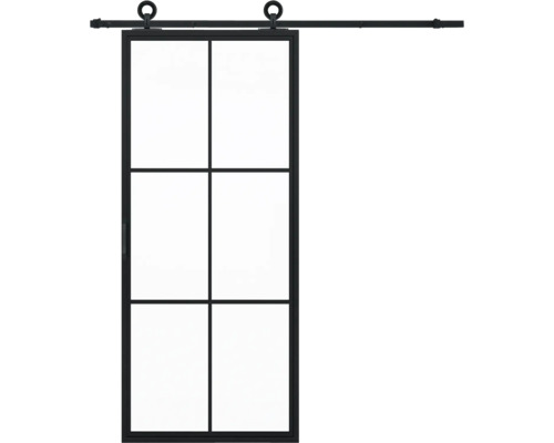 Set complet porte coulissante Pertura Jarn 03 Satin 1000x2350 mm y compris rail de roulement avec roue, jeu de poignées