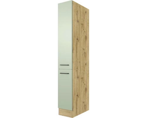 Garde-manger coulissant Flex Well Cara lxpxh 30 x 57 x 200 cm vert mat démonté Armoire haute avec deux portes et aspect bois
