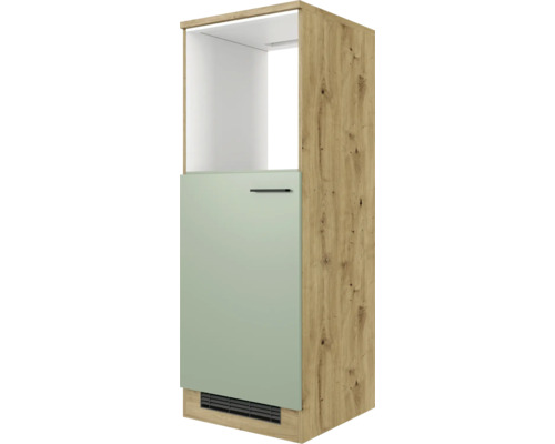 Highboard caisson pour four/réfrigérateur encastrable de 88 Cara 60 x 60 x 168,5 cm façade vert mat corps chêne clair