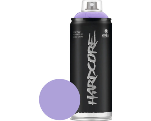Peinture aérosol MTN Montana Hardcore RV-214 Violet 400 ml Bombe aérosol noire avec champ de couleur violet pour la sélection de la couleur