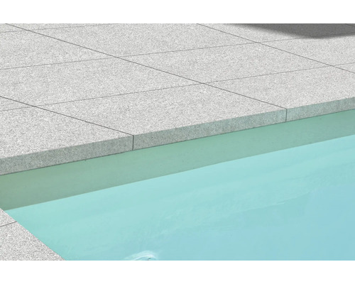 Vue détaillée d''une piscine avec des dalles en pierre