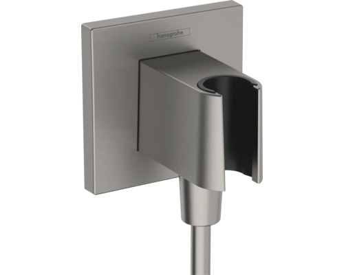 Raccordement mural avec support de douchette hansgrohe FixFit E brushed black chrome 26889340