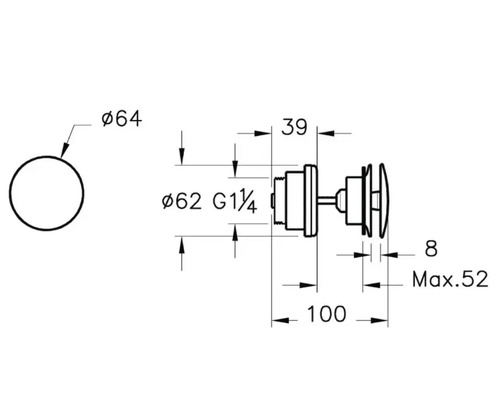 Dessin technique d''une soupape avec indications de dimensions.