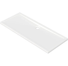 Receveur de douche rectangulaire en acrylique sanitaire avec évacuation au centre.