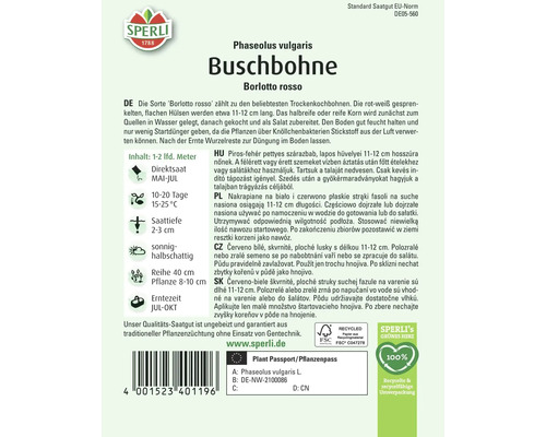 Sperli Buschbohne Borlotto rosso Samensamenpackung