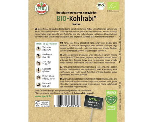 Bio-Kohlrabisamen der Sorte Noriko von Sperli
