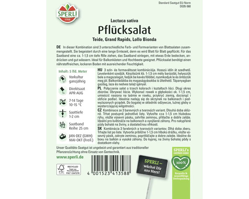 Paquet de graines de laitue à couper Teide, Grand Rapids, Lollo Bionda de la marque Sperli