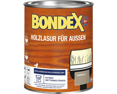 Lasure pour bois BONDEX bois flotté 0,75 l Lasur Bondex pour bois extérieur, couleur bois flotté