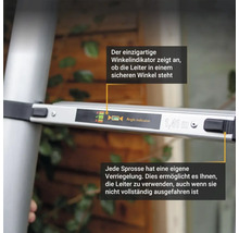 Leiter mit Winkelanzeige und Sprossenverriegelung