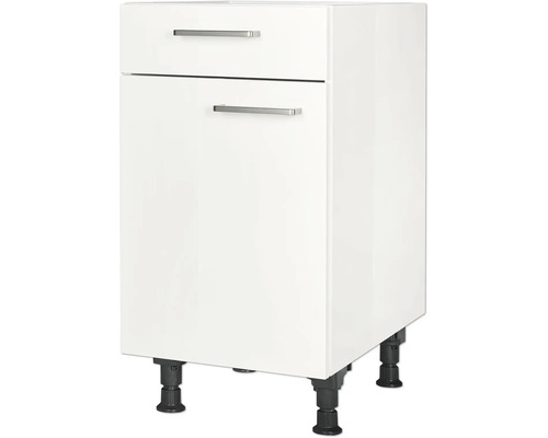 Meuble bas avec tiroir et porte pivotante NOBILIA Modern lxpxh 45 x 58 x 87 cm blanc alpin haute brillance prémonté tirant gauche Meuble bas blanc avec tiroir et porte pour la cuisine