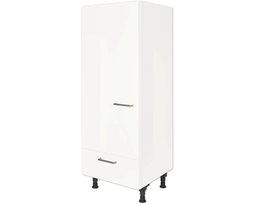 Meuble pour réfrigérateur encastrable 122 NOBILIA Modern 60 x 58 x 166 cm façade blanc à haute brillance corps blanc butée gauche monté