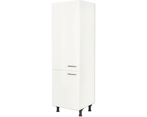 Meuble pour réfrigérateur encastrable 122 NOBILIA Modern 60 x 58 x 231 cm façade blanc à haute brillance corps blanc butée gauche monté
