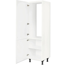 Weißer Hochschrank mit offener Tür und Regalböden