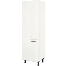 Weißer Hochschrank mit zwei Türen und Griffen