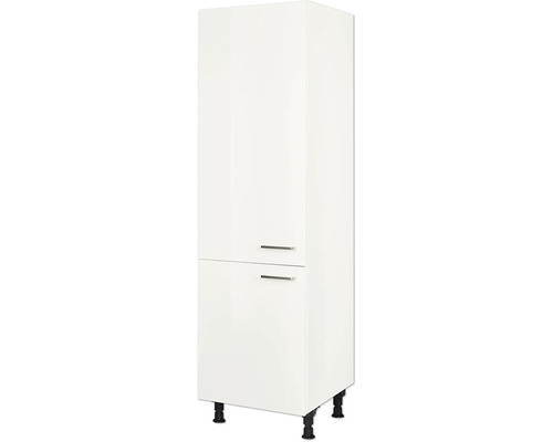 Meuble pour réfrigérateur encastrable 178 NOBILIA Modern 60 x 58 x 231 cm façade blanc à haute brillance corps blanc butée gauche monté