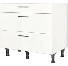 Armoire encastrée sous plaque de cuisson NOBILIA Modern lxpxh 90 x 58 x 87 cm blanc alpin haute brillance prémonté
