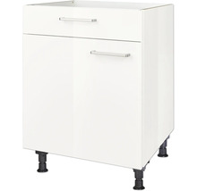 Armoire encastrée sous plaque de cuisson NOBILIA Modern lxpxh 60 x 58 x 87 cm blanc alpin haute brillance prémonté tirant gauche