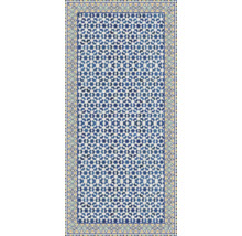 Blauer Teppich mit geometrischen Mustern für den Innenbereich