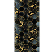 Carreau décoratif avec motif hexagonal et motifs de feuilles