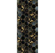 Panneau décoratif avec motif hexagonal, motifs de feuilles et aspect marbre
