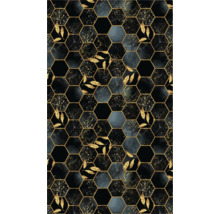 Carreau décoratif avec motif hexagonal, aspect marbre et accents dorés