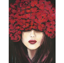 Peinture d''une femme avec une décoration florale rouge