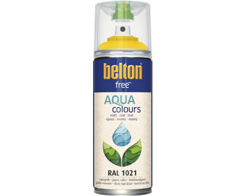 Peinture en bombe aérosol Belton Free PU Ral 1021 jaune colza mate 400 ml