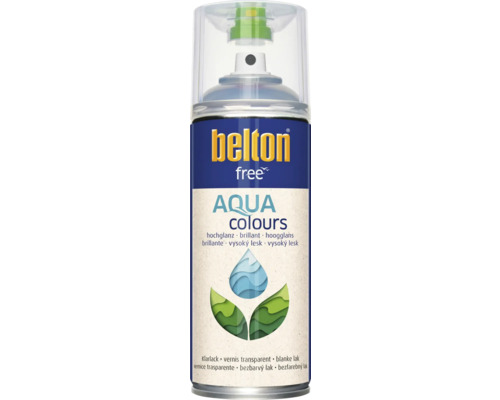 Peinture en bombe aérosol Belton Free PU vernis ultra brillant 400 ml Belton Free Aqua Colours vernis transparent aérosol
