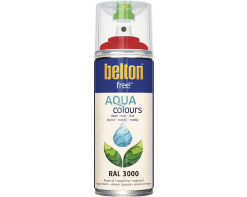 Peinture en bombe aérosol Belton Free PU RAL 3000 rouge feu mate 400 ml