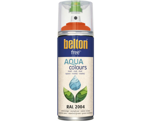 Peinture en bombe aérosol Belton Free PU Ral 2004 orangé pur mate 400 ml