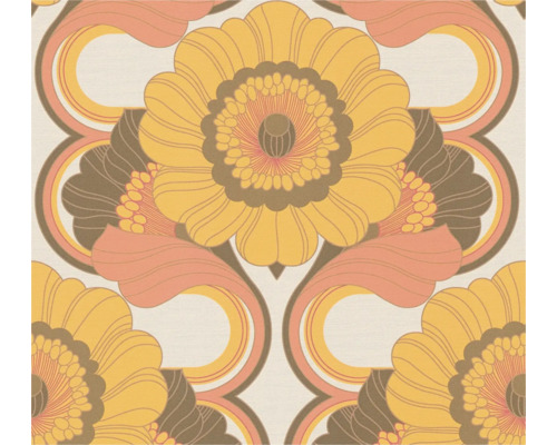 Vliestapete 39530-4 Retro Chic Blumen braun gelb orange