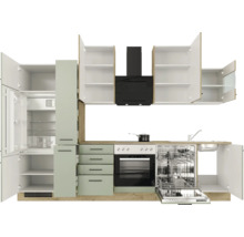 Cuisine complète Flex Well avec appareils Cara 310 cm vert chêne mat démontée variante réversible 00012745