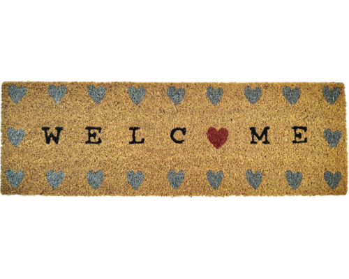 Paillasson en coco Welcome Hearts 25x75 cm