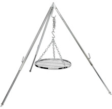 Potence de barbecue avec grille ronde et suspension à chaîne