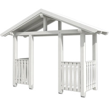 Arche de jardin en bois blanche avec toit