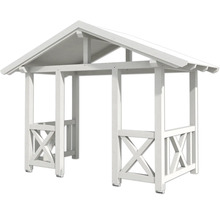 Pavillon de jardin en bois blanc avec toit