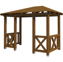Pavillon en bois avec toit et croix en bois latérales