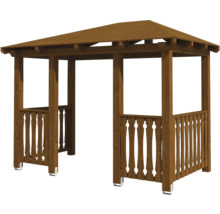 Holzpavillon mit Dach und Geländer