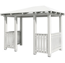 Pavillon de jardin en bois blanc avec balustrade