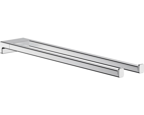 Barre porte-serviettes double branche hansgrohe AddStoris chrome brillant 41770000 Porte-serviettes double en métal pour montage mural