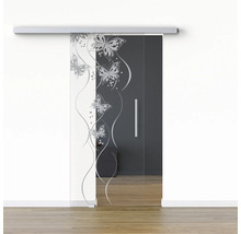 Porte coulissante en verre avec motif papillon