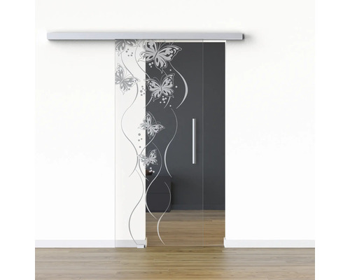 Pertura Glasschiebetür Komplettset Glera Butterfly 01 775x2175 mm Links inkl.Beschlag Selir Aluminium natur,Stangengriff Pertura Glasschiebetür Komplettset Glera Butterfly 01 775x2175 mm Links inkl.Beschlag Selir Aluminium natur,Stangengriff