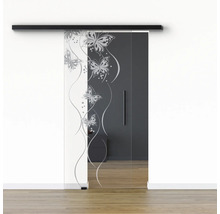 Pertura Glasschiebetür Komplettset Glera Butterfly 01 775x2050 mm Links inkl.Beschlag Selir Aluminium schwarz,Stangengriff