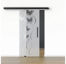 Pertura Glasschiebetür Komplettset Glera Butterfly 02 900x2050 mm Links inkl.Beschlag Selir Aluminium schwarz,Stangengriff