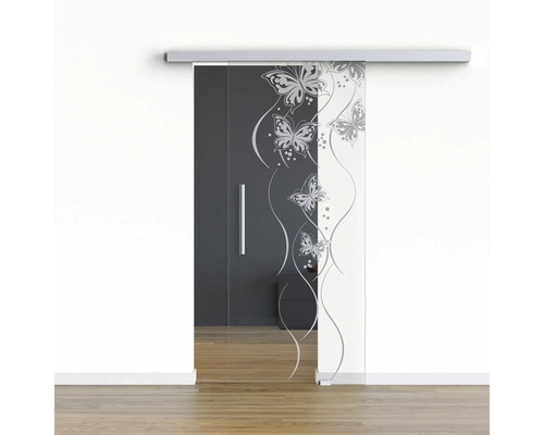 Pertura Glasschiebetür Komplettset Glera Butterfly 01 775x2050 mm Rechts inkl.Beschlag Selir Aluminium natur,Stangengriff Pertura Glasschiebetür Komplettset Glera Butterfly 01 775x2050 mm Rechts inkl.Beschlag Selir Aluminium natur,Stangengriff