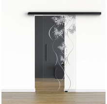 Pertura Glasschiebetür Komplettset Glera Butterfly 01 900x2050 mm Rechts inkl.Beschlag Selir Aluminium schwarz,Stangengriff